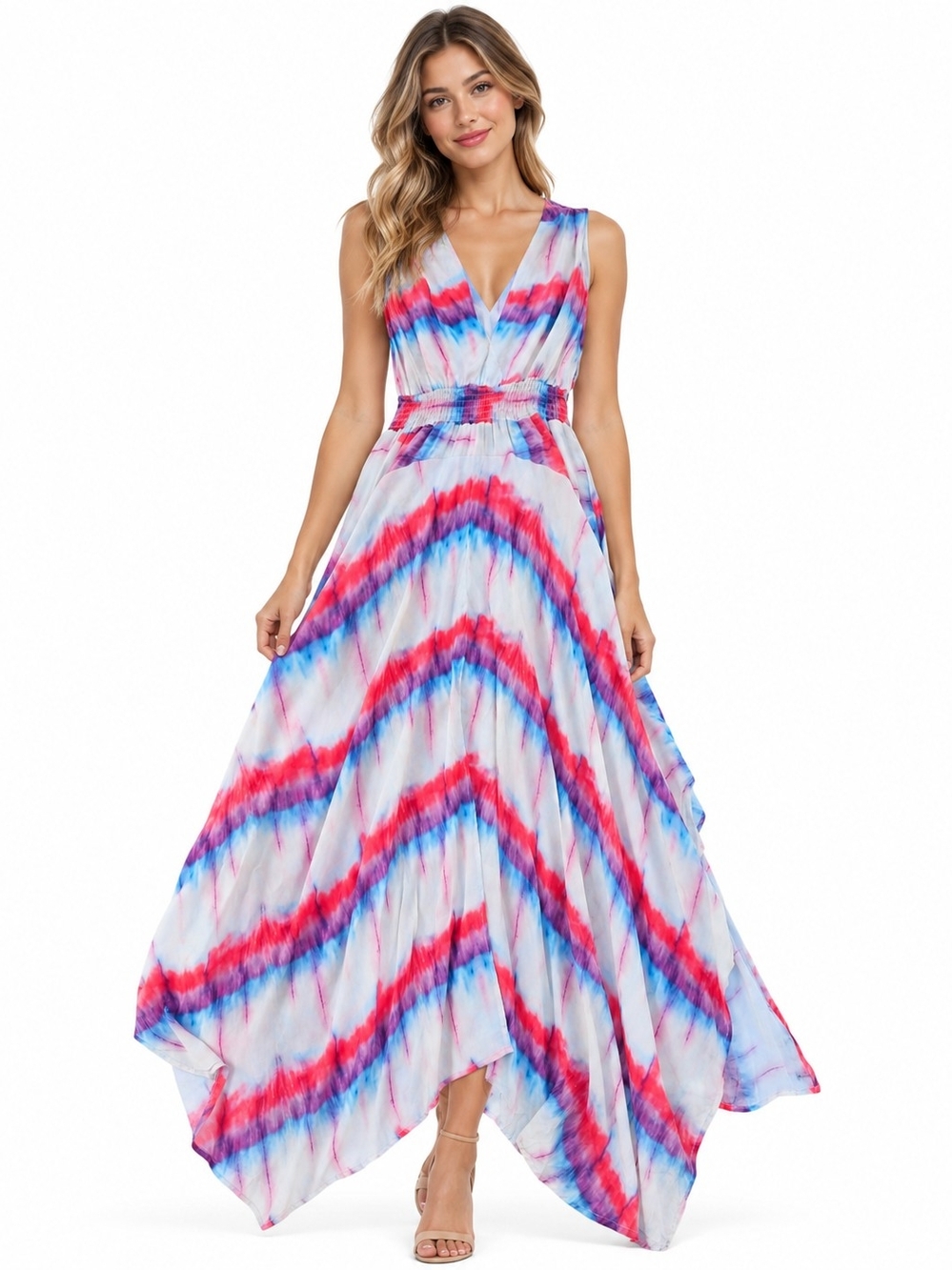 Tolani Women’s XS 100% Cupro Printed Maxi Dress Boho Resort Vacation Lightweight